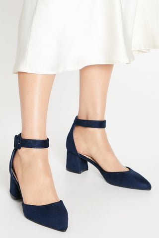 Davis Covered Buckle Two Part Low Heel Court Shoes