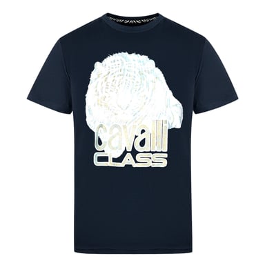 Cavalli Class Large Tiger Logo Navy T-Shirt