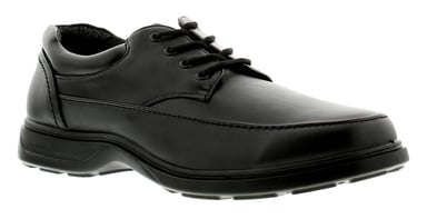 Nieuwe heren/heren zwarte comfort fit casual schoenen met veters. Bredere pasvorm.