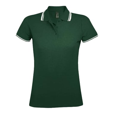 SOLS Womens/Ladies Pasadena Polo Shirt (Forest Green/White)
