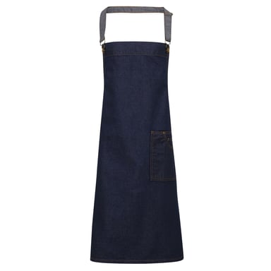 Premier Unisex Adults District Waxed Look Denim Bib Apron (Indigo Denim)