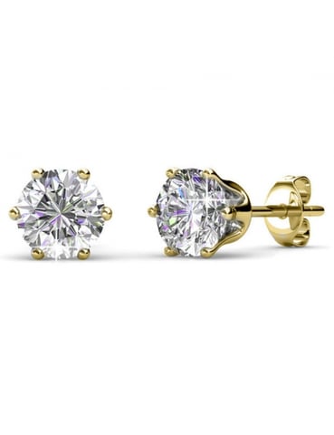 Birth Stone April Earrings - Gold and Crystal