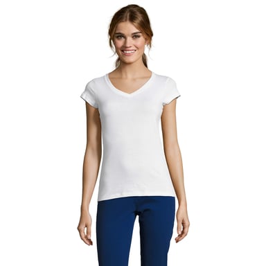 SOLS Womens/Ladies Moon V Neck T-Shirt (White)