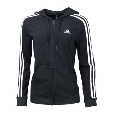 Women's adidas Essentials 3-Stripes Zip Hoody in Navy-White