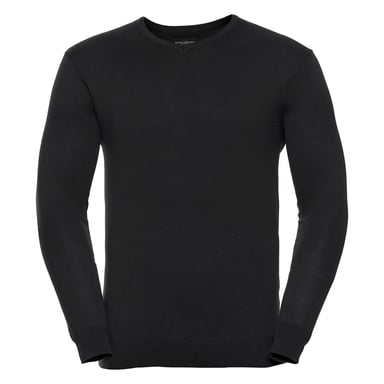 Russell Collection Mens Knitted V Neck Sweatshirt (Black)