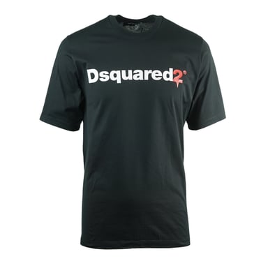 Dsquared2 Drip Logo Slouch Fit Black T-Shirt