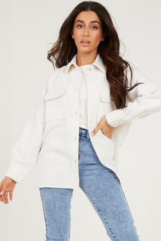 Petite Cream Tweed Shacket
