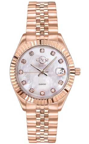 GV2 Naples 12403 Women's Swiss Quartz Stainless Steel Diamond Date Watch