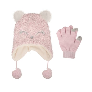 Mountain Warehouse Childrens/Kids Cosy Trapper Hat And Gloves Set (Pink)