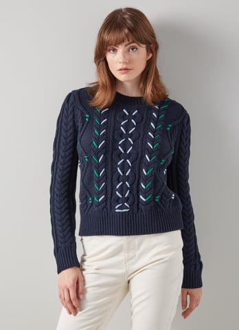 LK Bennett Mia Knitted Tops, Navy