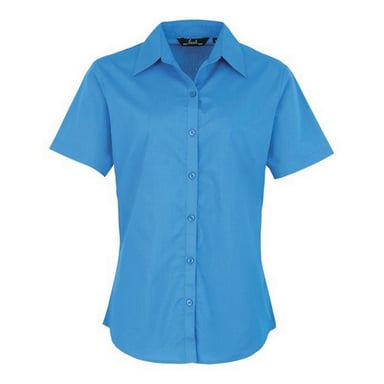 Premier Short Sleeve Poplin Blouse / Plain Work Shirt (Sapphire)