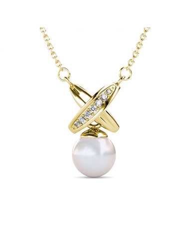 Collier Chris Pearl - Doré et Cristal
