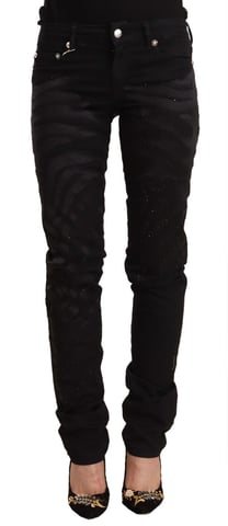 Just Cavalli Women's Black Mid Waist Embellished Skinny Jeans