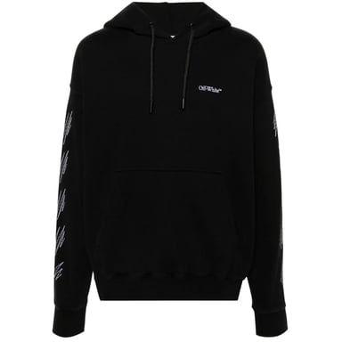 Off-White Stitch Diag Design Skate Fit Svart Hoodie