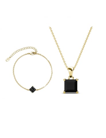 Simple Square Calle Set - Gold and Black Crystal