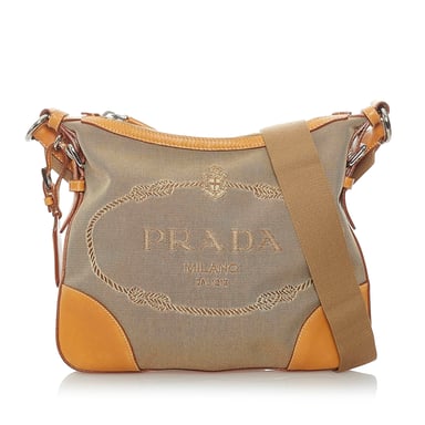 Vintage Prada Canapa Canvas Crossbody Bag Brown