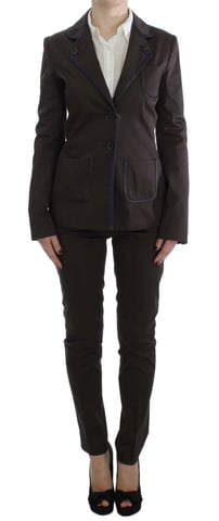 EXTE Brown Stretch Two Button Suit