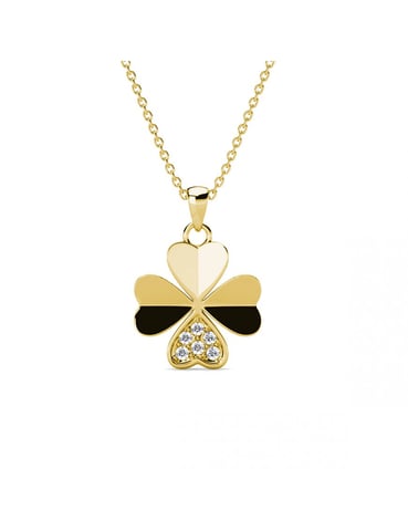 Clover Petal Pendants - Gold and Crystal