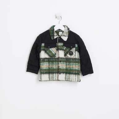 River Island Mini Boys Shacket Green Check Hybrid