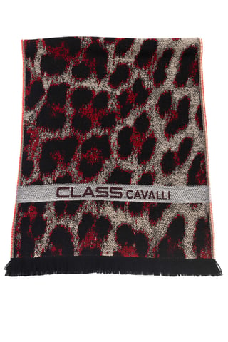 Cavalli Class Men's Burgundy Wool Scarf