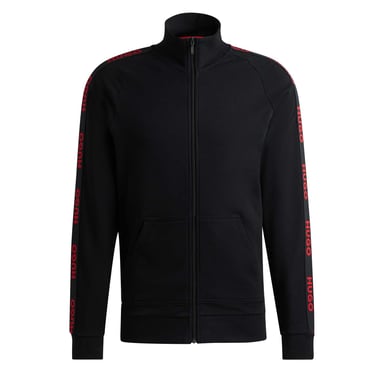 Men's Hugo Sporty Logo Zip-Up Track Top in Black