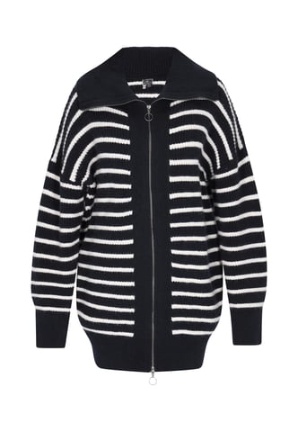 Dreimaster Cardigan women marine wool white