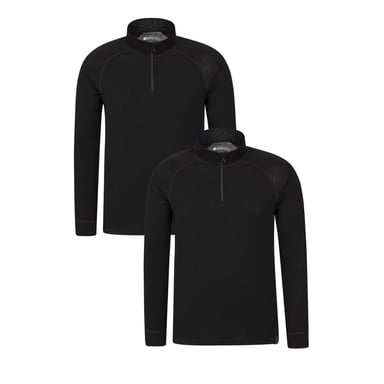 Mountain Warehouse Mens Merino Wool Base Layer Top (Pack of 2) (Black)