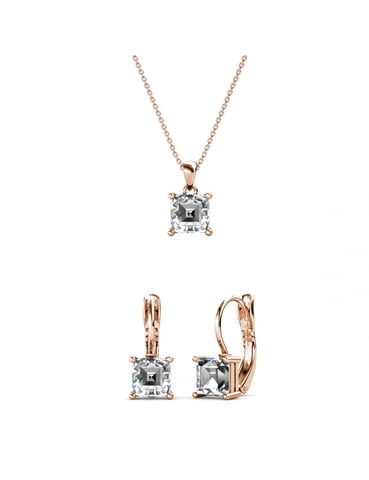 Square Set and Box - Rose Gold and Crystal