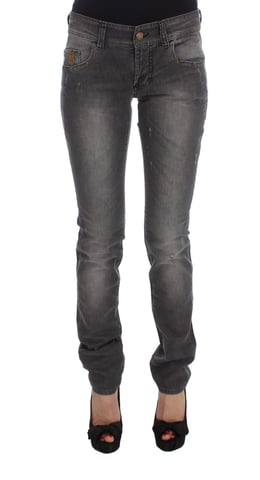Galliano Gray Wash Cotton Blend Slim Fit Stretch Jeans