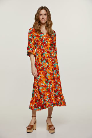Floral Ruffle Detail Midi Dress