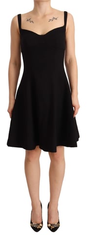 Dolce & Gabbana Kvinnors Svart Passform Flare Ullstretch Klänning