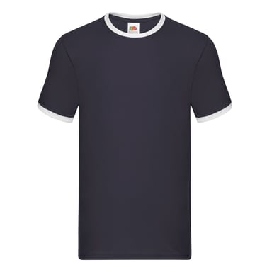 Fruit of the Loom Mens Ringer Contrast T-Shirt (Navy/White)