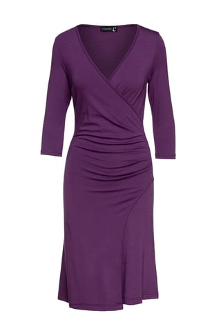 Aubergine imitatiewikkeljurk van duurzame stof