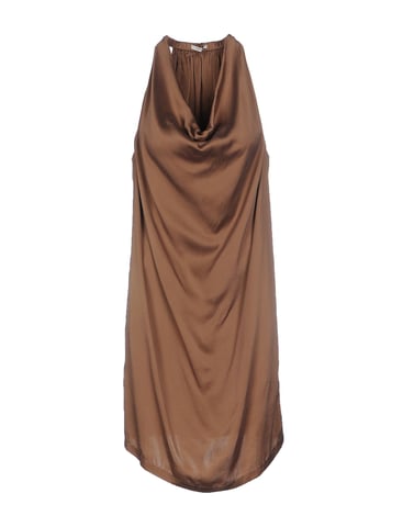 Alpha Studio Camel Silk Draped Dress