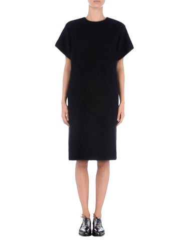 Jil Sander Black Mohair Wool Short Sleeve Dress