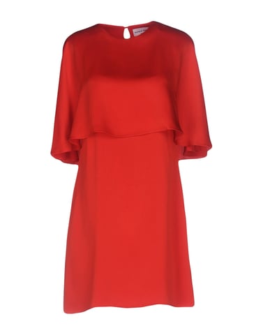 Sonia Rykiel Red Satin Short Sleeve Dress
