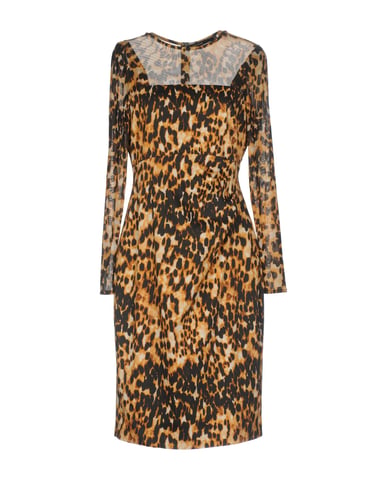 Karen Millen Sand Leopard Print Long Sleeve Dress