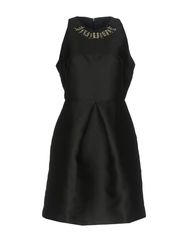 Tara Jarmon Black Satin Embellished Sleeveless Dress