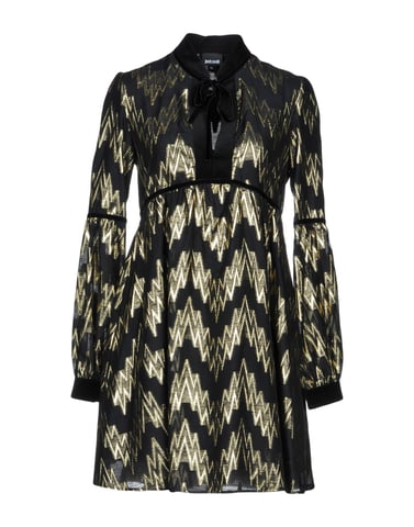 Just Cavalli Black Print Long Sleeve Short Dress