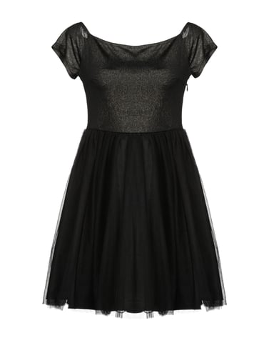 Vanessa Scott Black Tulle And Jersey Short Sleeve Dress