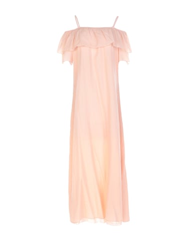 European Culture Apricot Cotton Full Length Dress