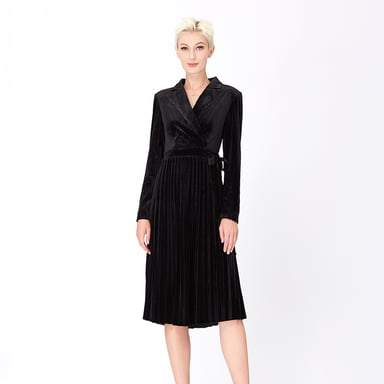 Velvet wrap effect dress