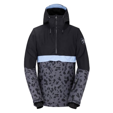 Dare 2B Womens/Ladies Snowburst Leopard Print Overhead Ski Jacket (Black/Ebony Grey)