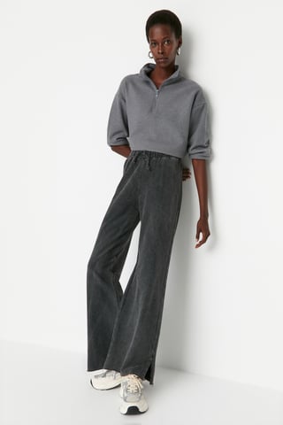 Trendyol Women's High Waist Wide Leg Tracksuit Bottom