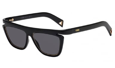 Fendi Rectangular plastic Women Sunglasses Black / Grey