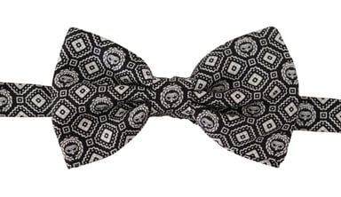 Dolce & Gabbana Black white 100% Silk Adjustable Neck Papillon Men's Tie