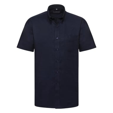 Russell Collection Mens Short Sleeve Easy Care Oxford Shirt (Bright Navy)