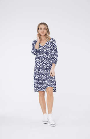 Tribal Print Dress - Blue
