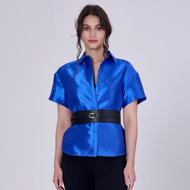 Short sleeve shirt in taffeta