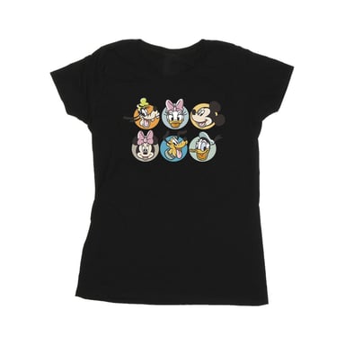 Disney Womens/Ladies Mickey Mouse And Friends Faces Cotton T-Shirt (Black)